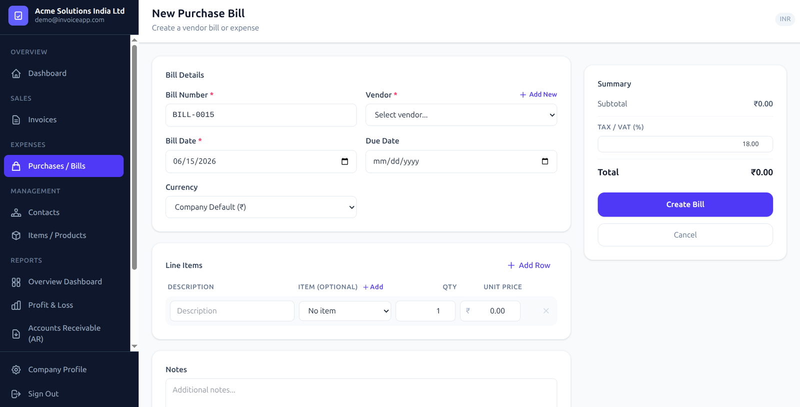 Glofora Invoice Purchase Creator